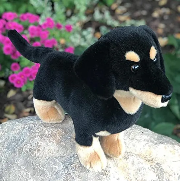 Auswella Plush Black and Tan Dachshund Plush Puppy Dog- Stuffed Animals