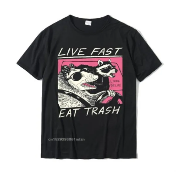 5.11US $ 62% OFF|Live Fast! Eat Trash! T Shirt Design T Shirts Camisas Hombre For Men Cotton Tops Shirts Harajuku Personalized Rife|T-Shirts|   - AliExpress