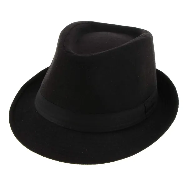 shamjina Vintage Men Hard Felt Hat Winter Warm Fedora Trilby Panama Hat Gangster Cap