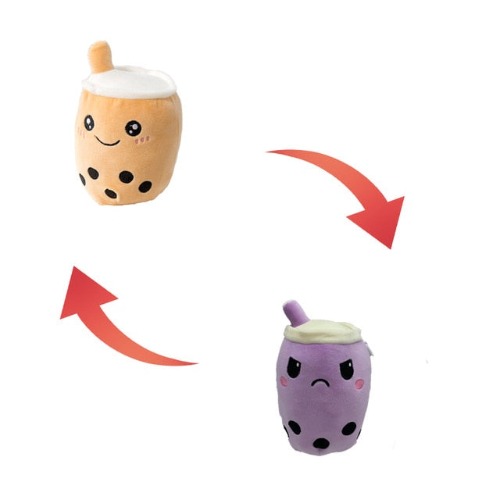 Reversible Boba Plushie - Classic Milk Tea + Taro Milk Tea / 1 x Single