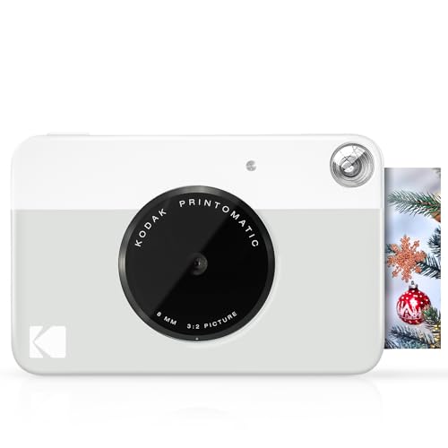 KODAK Printomatic Digital Instant Print Camera - Full Color Prints On ZINK 2x3" Sticky-Backed Photo Paper (Grey) Print Memories Instantly - Grey - Camera