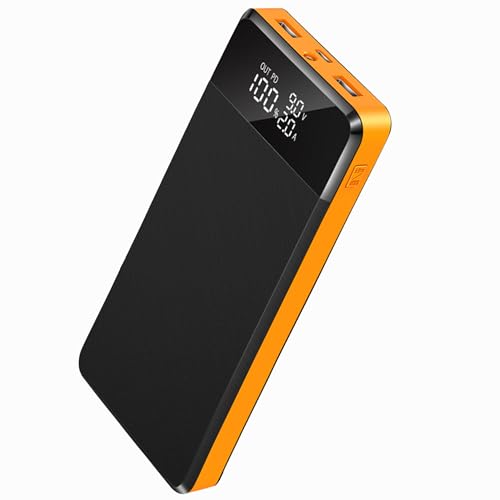 Power Bank 52800mAh, Powerbank Fast Charging PD 25W QC 22.5W, Portable Charger External Battery Pack with USB Out & Input, Flashlight, LED Display, Compatible for Phone Outdoor Camping Emergency - Orange