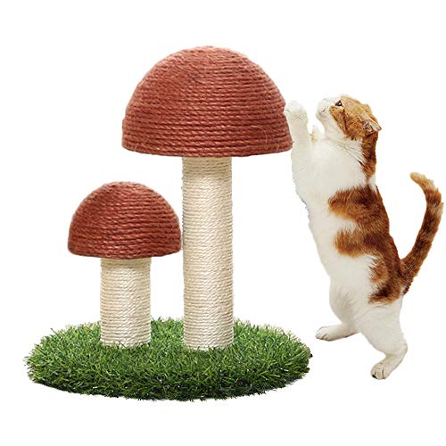 Meikuler Cat Scratching Post, Mushroom Scratcher Toys for Cats & Kittens, Natural Sisal Cat Scratchers for Cats - Brown