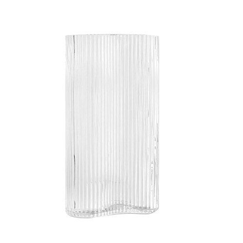 CAPRIZ Klara glasvaser för blommor, ribbad textur, förtjockad blomvas, modern stor vas för blommor, bred mun, dekoration, vas för vardagsrum, matbord, hylla, bröllop, kontor