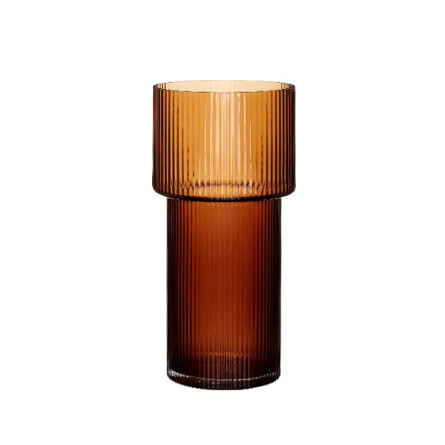 Hübsch Interior vas av glas i bärnsten räfflad yta, Ø 15 x 31 cm