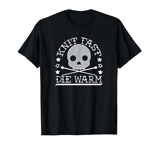 Funny Gothic Yarn Skull Knitting Needles Knit Fast Die Warm T-Shirt - Men - Burgundy - 3X-Large