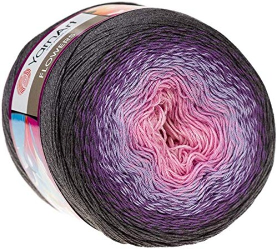 Yarn Art Flowers Yarn 55% Cotton 45% Acrylic 250gr 1094yds Multicolor Cotton Yarn Rainbow Crochet Yarn Spring Summer 2 Sport Yarn (276) - 276