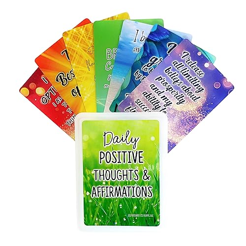 Positive Affirmation Cards - 54 Affirmations, 150+ Inspirational Questions - Beautifully designed with Storage Case, Daily Self Care Kit & Mindfulness Gift for Kids, Teens, Men & Women