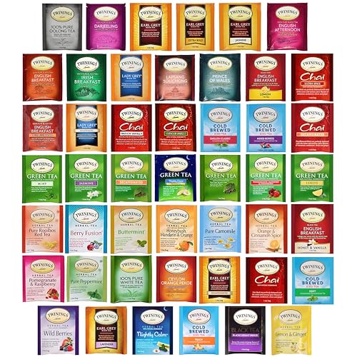 BLUE RIBBON, Twinings Tea Bags Sampler Assortment Variety Pack Gift Box - 48 Count - Perfect Variety (Pack of 2) Total 96 Tea Bags, English Breakfast, Green, Black, Herbal, Chai Tea and more - 48 Count (Pack of 2)