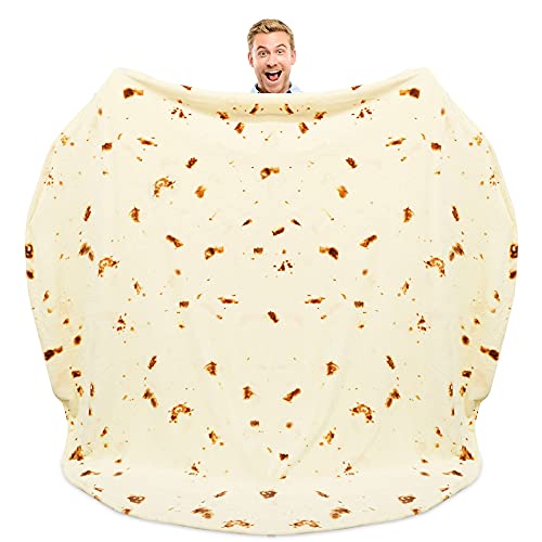 Zulay (60-80 inches) Giant Double Sided Tortilla Blanket - Novelty Big Tortilla Blanket for Adult and Kids - Premium Soft Flannel Round Tortilla Blanket for Indoors, Outdoors, Travel, Home and More - Beige - 80 inches