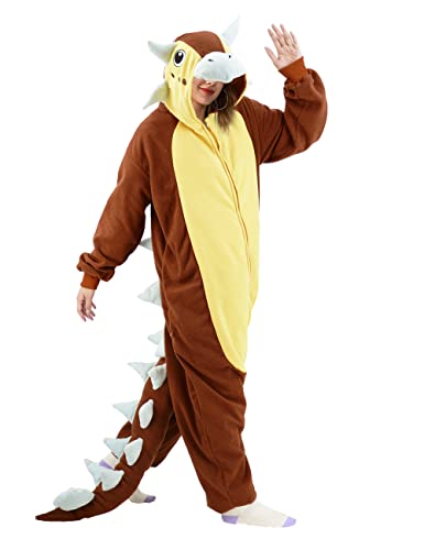 Adult Ankylosaurus Onesie Pajamas Dinosaur Animal Cosplay Cartoon Costume Christmas Halloween Jumpsuit for Women Men - Ankylosaurus Onesie - X-Large