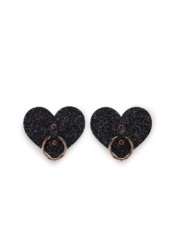 After Midnight Glitter Hoop Heart Pasties | BLACK / ONE SIZE