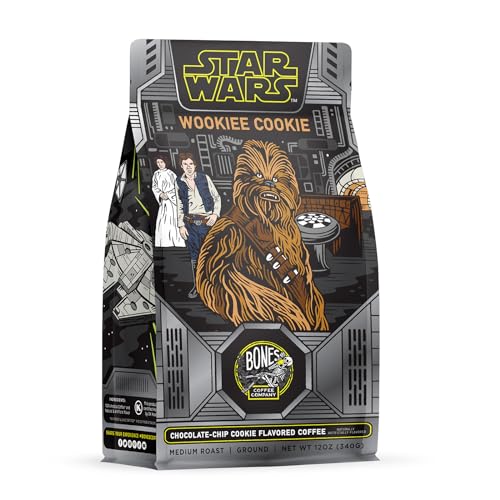 Bones Coffee Company Wookiee Cookie Whole Coffee Beans Chocolate Chip Cookie Flavor | 12 oz Flavored Coffee Medium Roast Gourmet Star Wars Inspired Coffee (Whole Bean) - Chocolate Chip Cookie (Whole Bean)