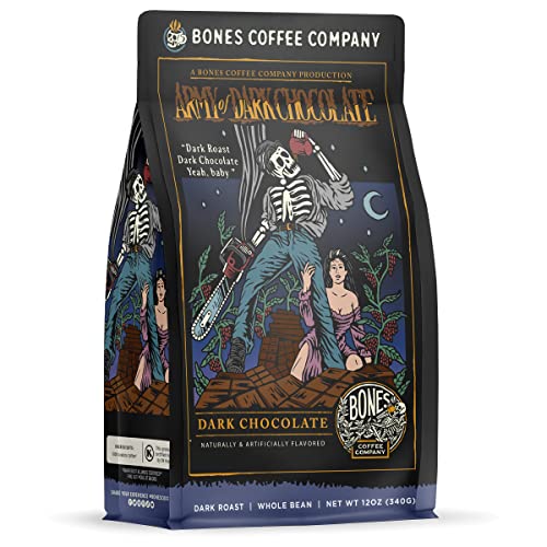 Bones Coffee Company Army Of Dark Chocolate Flavored Whole Coffee Beans | 12 oz Dark Roast Arabica Low Acid Coffee | Gourmet Coffee Gifts & Beverages (Whole Bean) - Dark Chocolate (Whole Bean)