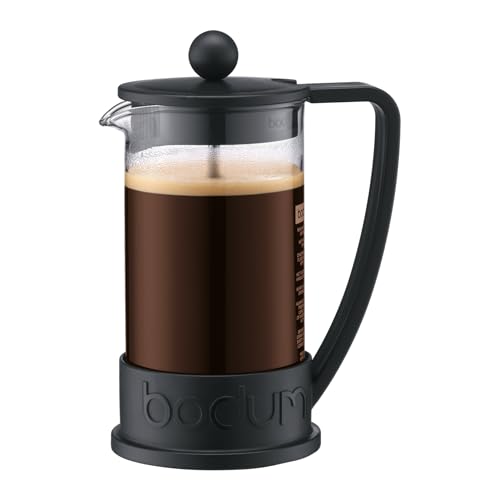 Bodum 12oz Brazil French Press Coffee Maker, High-Heat Borosilicate Glass, Black - Made in Portugal - Black - 12 oz - French Press