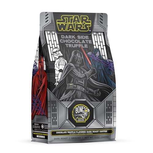 Bones Coffee Company Dark Side Chocolate Truffle Whole Coffee Beans Chocolate Truffle Flavor | 12 oz Flavored Coffee Dark Roast Gourmet Star Wars Inspired Coffee (Whole Bean) - Chocolate Truffle (Whole Bean)
