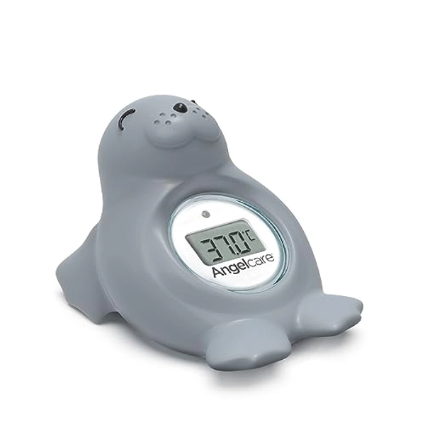 Angelcare Bath and Room Thermometer - Happy Seal, Grey, One Size