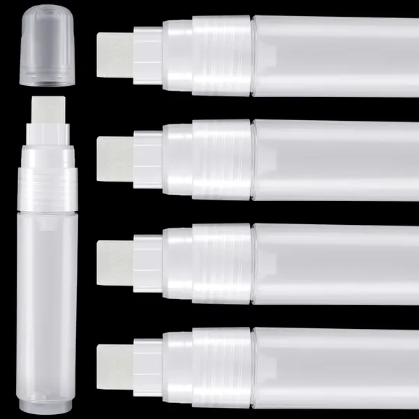 4 Pack White Paint Pens 15 mm Empty Acrylic Permanent Marker Clear White Marker Pen Fine Point Empty Refillable Markers Empty Markers for Rock Painting Wood Ceramic Metallic Graffiti Paper Drawing