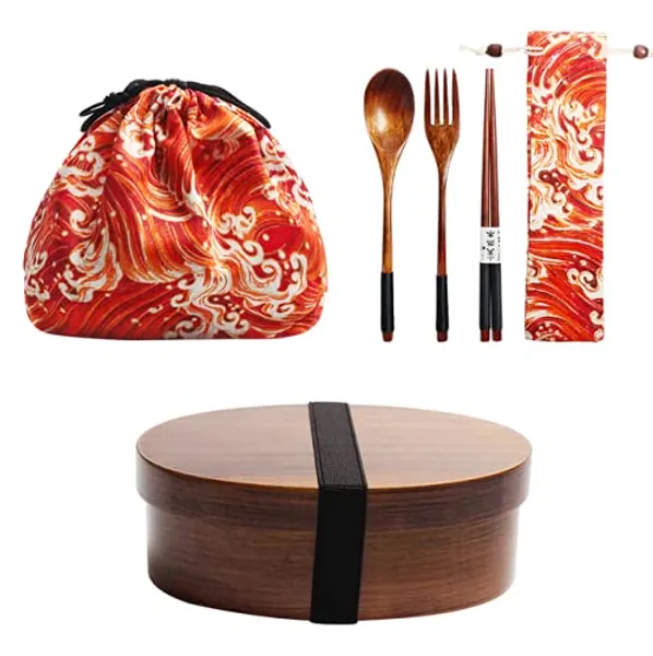 Japanese Wooden Lunch Box Kit Children School Bento Box Sushi Container 1Layer 3Grids Lunch Box Containers with Compartments