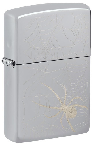Zippo Spider Web Design Windproof Lighter, High Polish Chrome