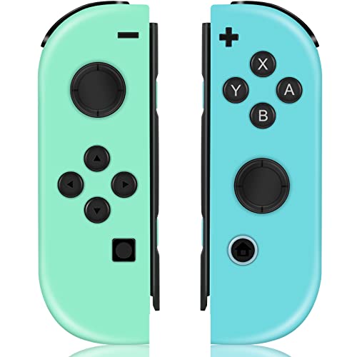 Wireless Joycon Controllers Left Right Switch Replacement Remote Joy Pad Controller with Double Vibration, Wake Up and Screenshot for Nintendo Switch/Lite/OLED, Color Green and Blue