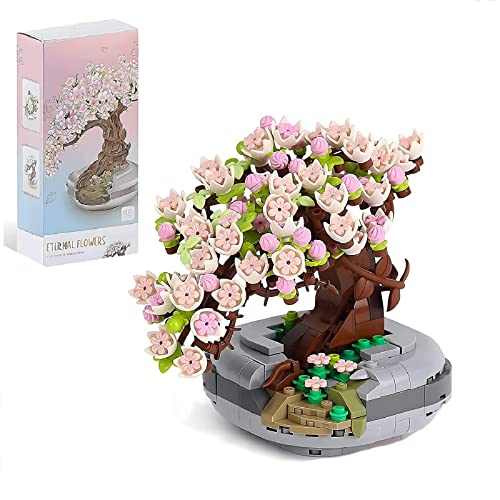 Succulents Bonsai Blocks Kit,Mini Cherry Blossom Tree Bonsai, Creative DIY Mini Particle Botanical Collection Building Toy Set for Adults,NOT Compatible with Lego (Sakura Tree 426pcs) - Sakura Tree 426pcs