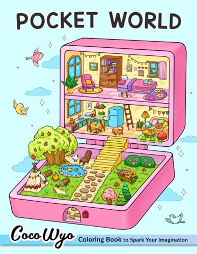 Pocket World: Coloring Book with Miniature Worlds inside Tiny Items for Relaxation and Stress Relief