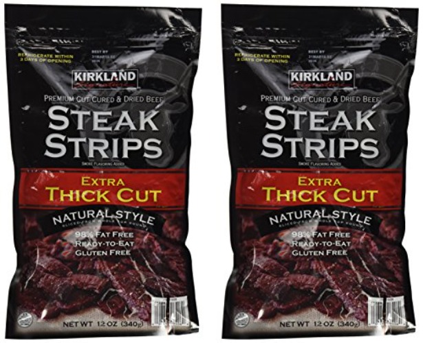 Kirkland Signature Premium Beef Steak Strips Jerky 12 Oz (2PAK)