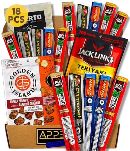 Fathers day Gift Basket - Gifts for Men - Gifts for Dad Gifts - Bulk Snacks for Adults - Birthday Gifts for Men over 30 - Pepperettes Pepperoni Sticks and Beef Jerky Snack Box - Mens Gift Ideas - Gift Set for Men - Beef Jerky Bulk And Slim Jim Meat Sticks - Carnivore Snacks - Meat Gift Basket for men, Corporate, Sympathy - Includes Brands Like Jack Links Sausage, Hot Rods, Oberto And More