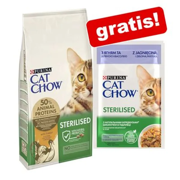 10kg /15kg PURINA Cat Chow + 26x 85g mokre hrane gratis!