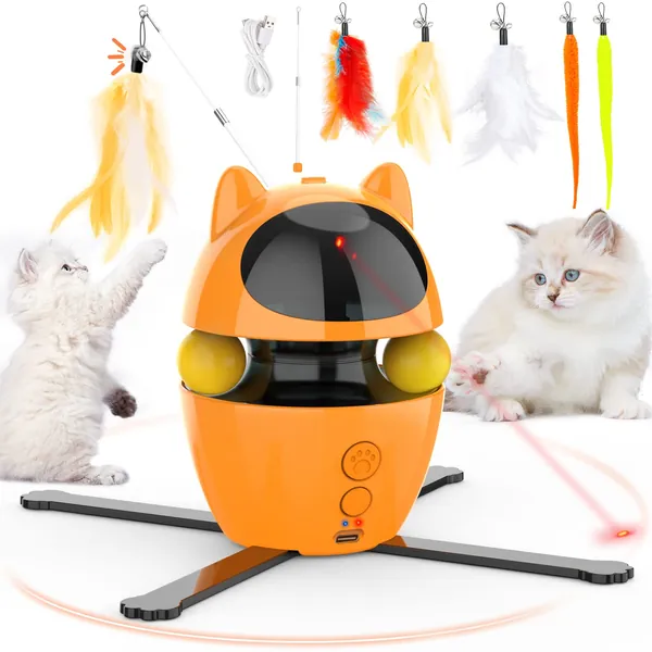 3 in 1 Interactive Cat Toys for Indoor Cats Adult - 2022 Upgrade USB Rechargeable Automatic Cat Feather Toy Kitten Toy Gift for Pets Kitten Cats