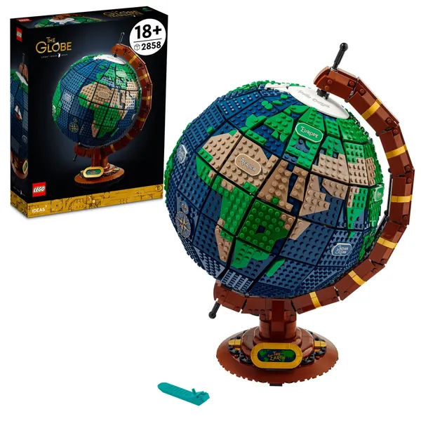 LEGO Ideas The Globe 21332 Building Set; Build-and-Display Model for Adults; Vintage-Style Spinning Earth Globe; Home Decor Gift for People with a Passion for Travel, Geography and Arts (2,585 Pieces) - 
