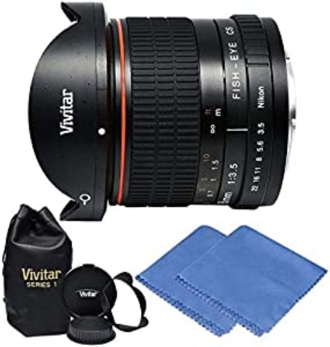 Vivitar 8mm Ultra-Wide f/3.5 Fisheye Lens For Nikon D3000, D3100, D3200, D3300, D5000, D5100, D5200, D5300, D5500, D7000, D7100, D7200, D40, D50, D60, D70, D70s, D80, D90, D100, D200, D300, D500 DSLR