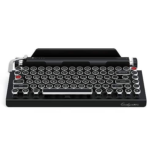 QWERKYTOYS Qwerkywriter S Typewriter Inspired Retro Mechanical Wired & Wireless Keyboard with Tablet Stand