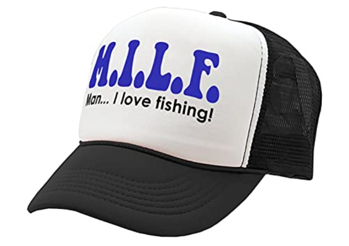 Milf - Man I Love Fishing - Vintage Retro Style Trucker Cap Hat - One Size - Black