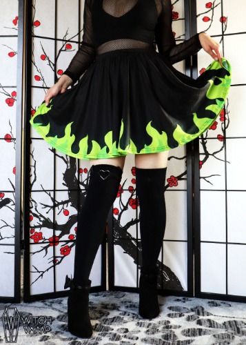 Jealous Flame Skater Skirt with Pockets