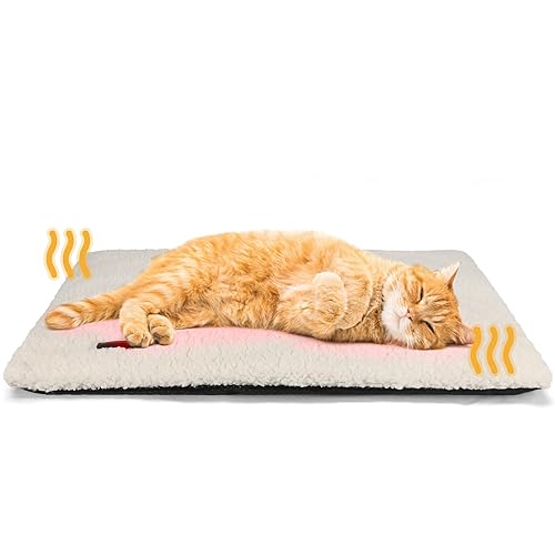 Self Warming Cat Bed Self Heating Cat Dog Mat 24 x 18 inch Extra Warm Thermal Pet Pad for Indoor Outdoor Pets with Removable Cover Non-Slip Bottom Washable - 24.0"L x 18.0"W x 1.0"Th - Beige