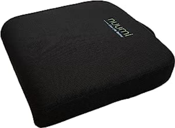 nuumi Extra Large Memory Foam Seat Cushion with Lint Roller for Easy Care, Washable Covers & Carry Handle - Comfort Cushion for Office, Car & Wheelchair - Improves Posture & Circulation