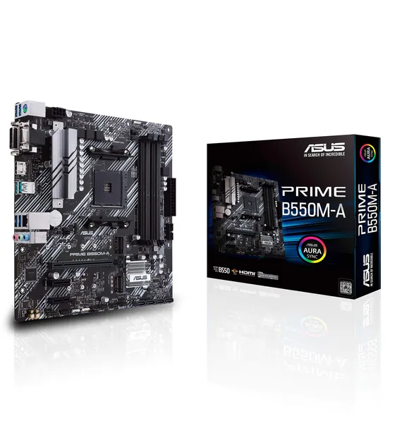ASUS Prime B550M-A/CSM AMD AM4 (3rd Gen Ryzen™) microATX Commercial Motherboard (PCIe 4.0, ECC Memory, 1Gb LAN, HDMI 2.1/D-Sub, 4K@60HZ, TPM, ASUS Control Center Express)