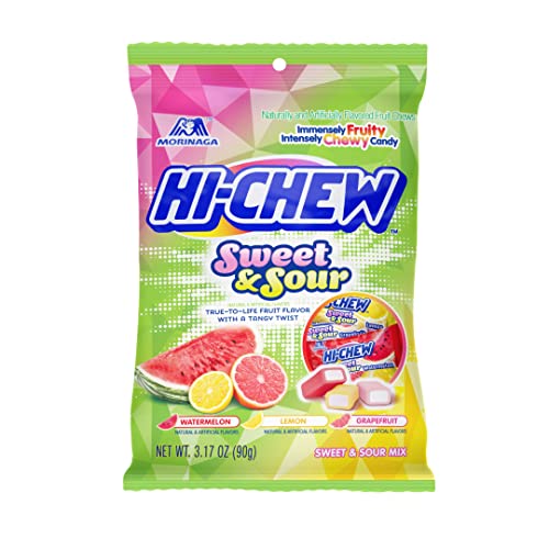 Hi-Chew Sensationally Chewy Japanese Fruit Candy, Sweet & Sour Mix, 3.17 Ounce, 6 Count - Sweet & Sour Mix, 3.17 Ounce - 6 Count (Pack of 1)