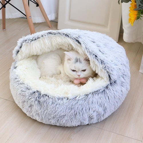 Cat & Dog Round Sleeping Bag Cave - M / Gray