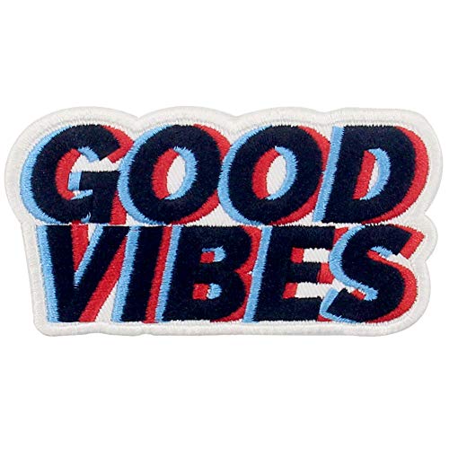 Good Vibes Patch Embroidered Biker Applique Iron On Sew On Emblem