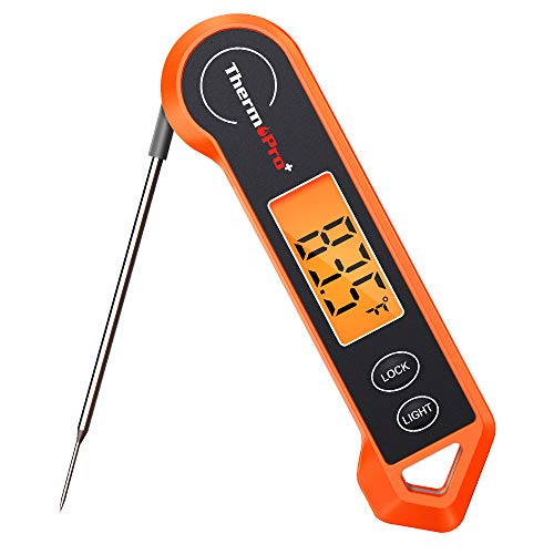 ThermoPro TP19H Digital Meat Thermometer for Cooking with Ambidextrous Backlit, Waterproof Kitchen Food BBQ Grill Smoker Oil Fry Candy Instant Read - Bright-orange