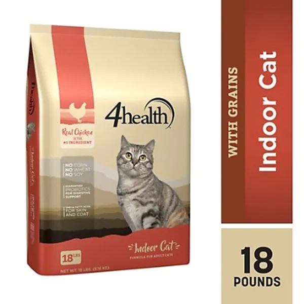 4health with Wholesome Grains Indoor Cat Formula for Adult Cats, 18 lb. Bag