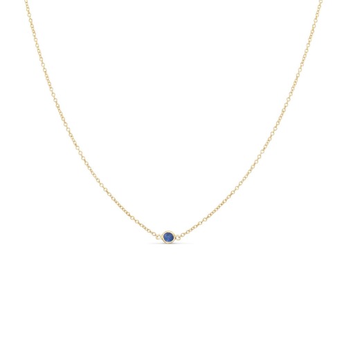 Sapphire Solitaire Necklace - 14K Rose Gold / Small