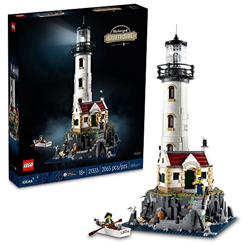 LEGO Ideas Motorized Lighthouse 21335 Adult Model Building Kit, Complete with Rotating Lights, Quaint Cottage and a Mysterious Cave, Creative Gift Idea - Multicolor