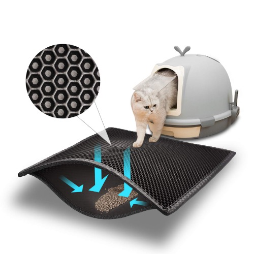Pieviev Cat Litter Mat-Super Size - 24x15 Inch (Pack of 1) Black