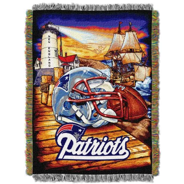 Officially Licensed NFL "Home Field Advantage" Woven Tapestry Throw Blanket, 48" x 60", Multi Color - New England Patriots