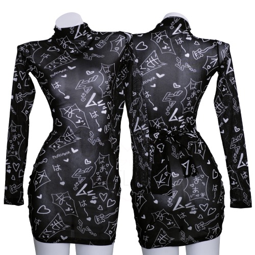 Mesh Manga Noises Dress | White / L/XL