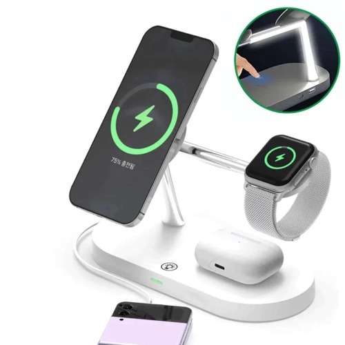 Magnetic Wireless Charging Station with Lamp for iPhone - White
